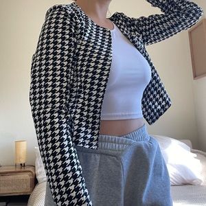 Houndstooth Crop Jacket